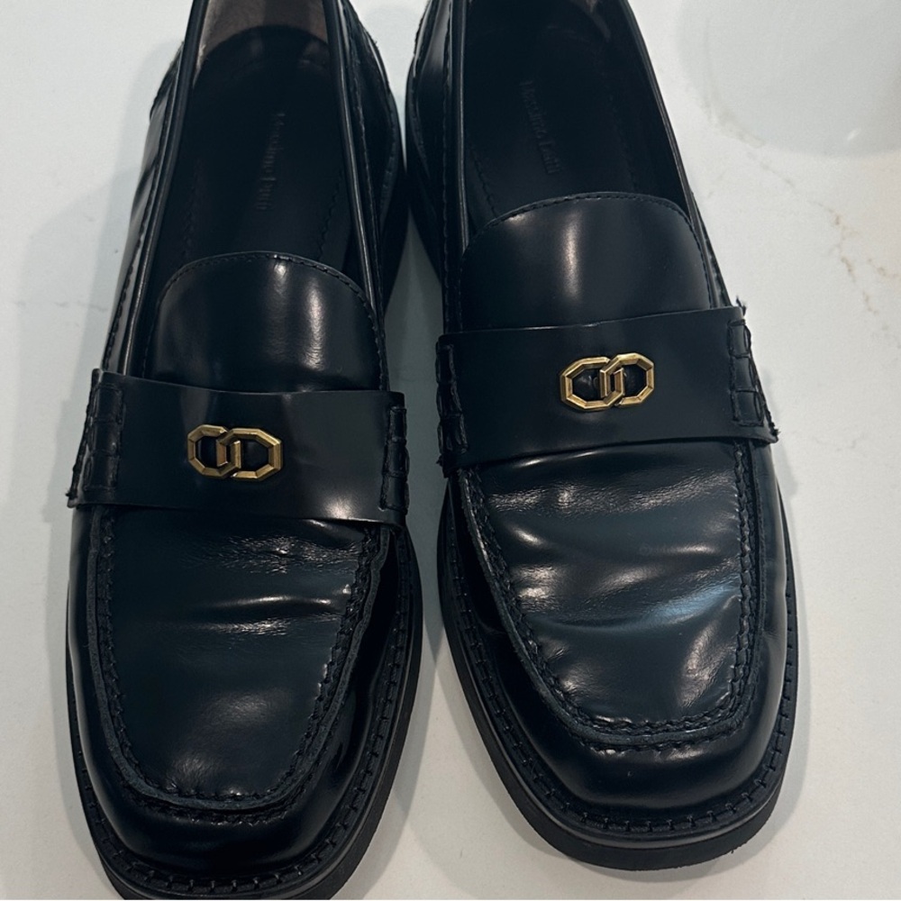 Black Leather Loafers Massimo Dutti Penny Loafer EU 40. Size 9 or 10